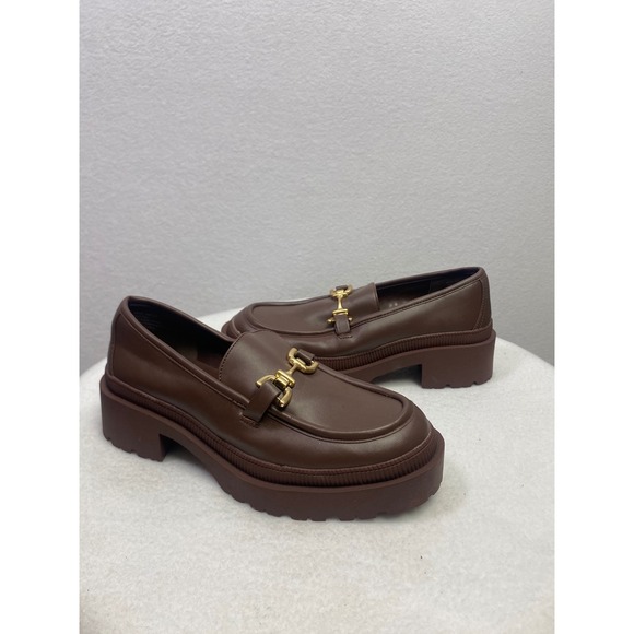 BCBGeneration Brown Loafers with Gold Accent - Picture 2 of 8